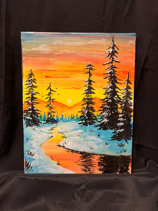 Sunset River - acrylic painting