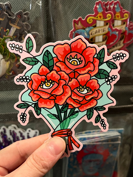 Eye rose bouquet - vinyl sticker