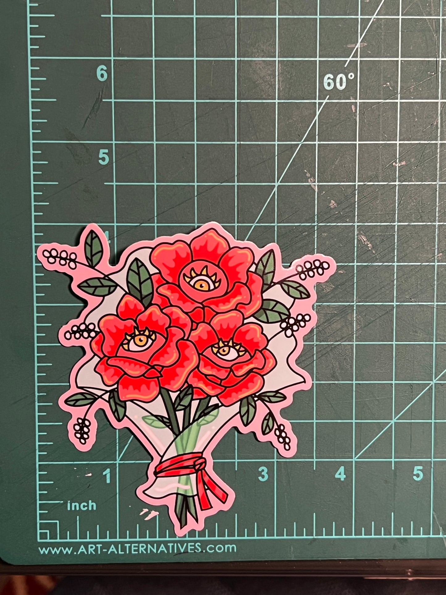 Eye rose bouquet - vinyl sticker