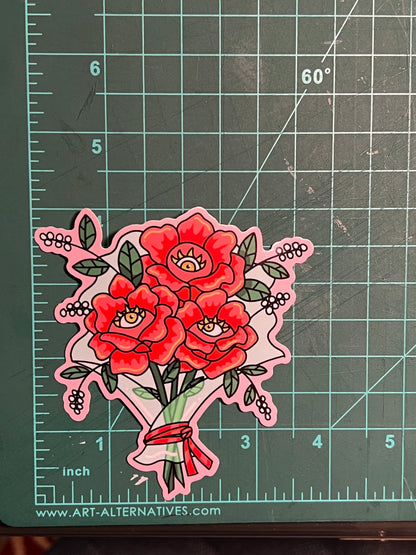 Eye rose bouquet - vinyl sticker