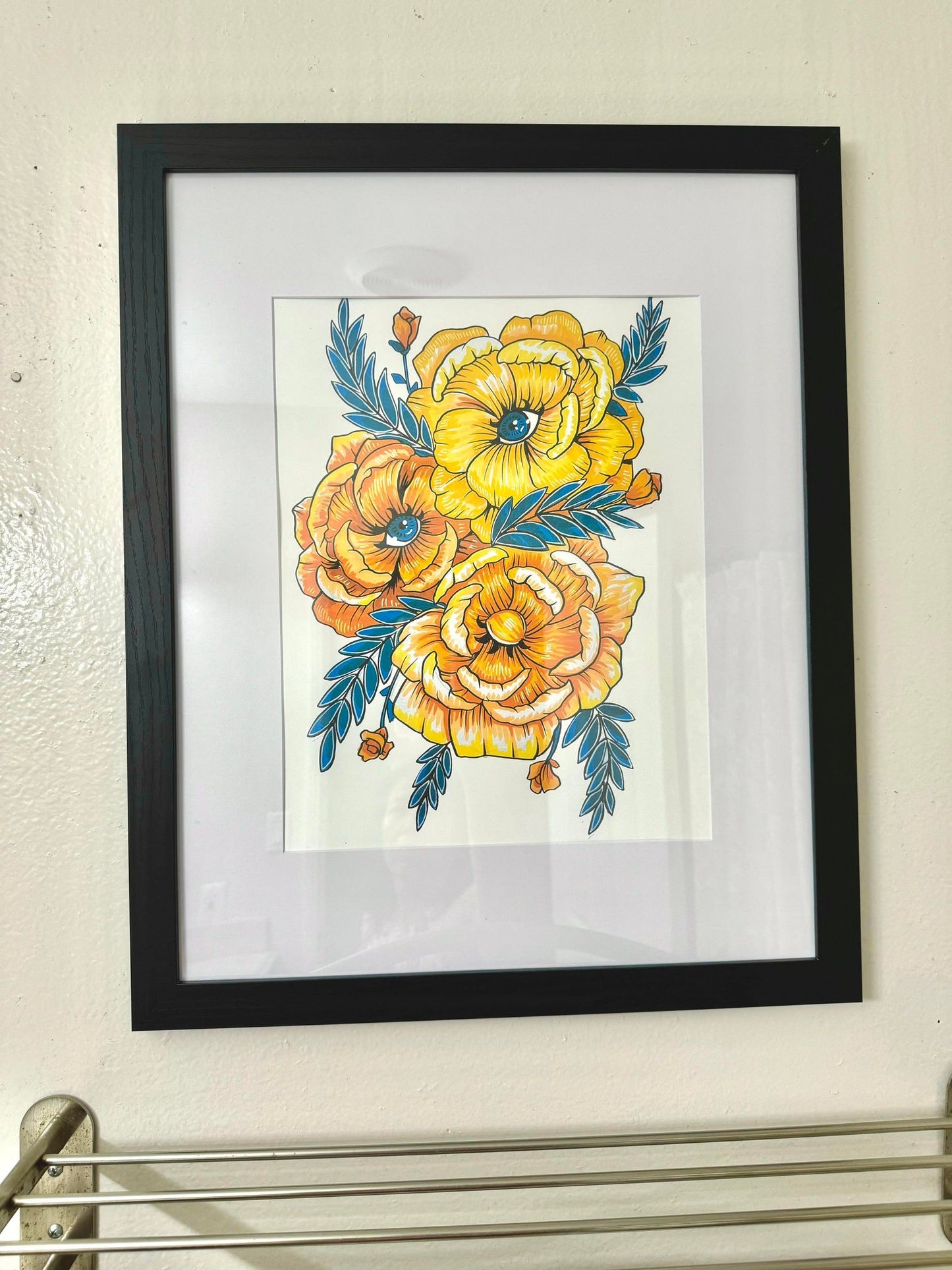 Orange Eye Flower trio print