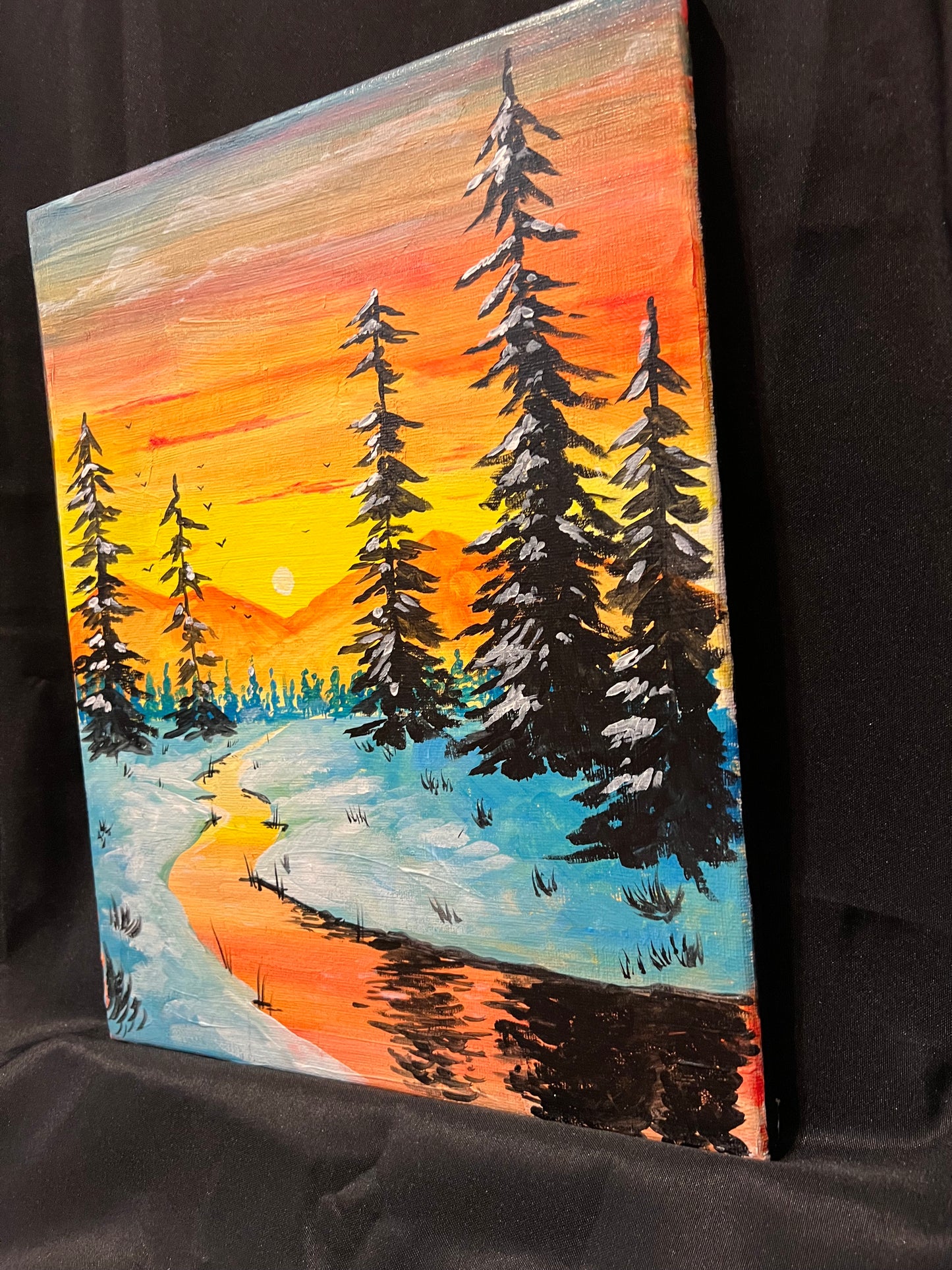 Sunset River - acrylic painting