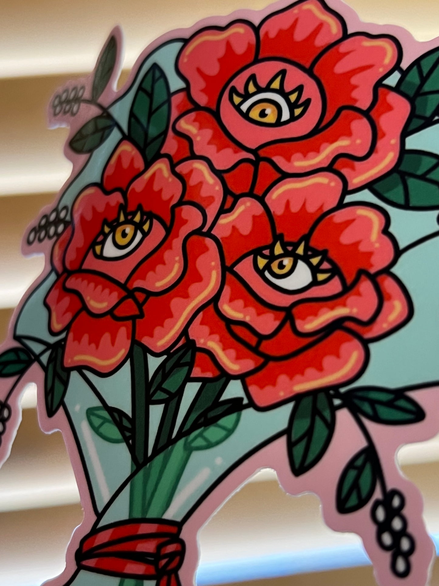 Eye rose bouquet - vinyl sticker