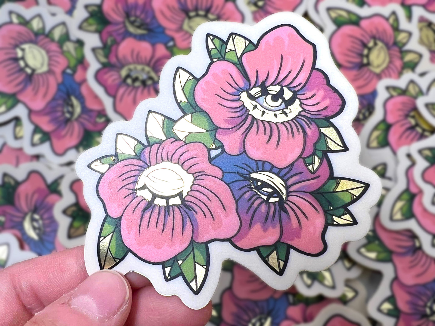 Gold Cluster Flowers Sticker