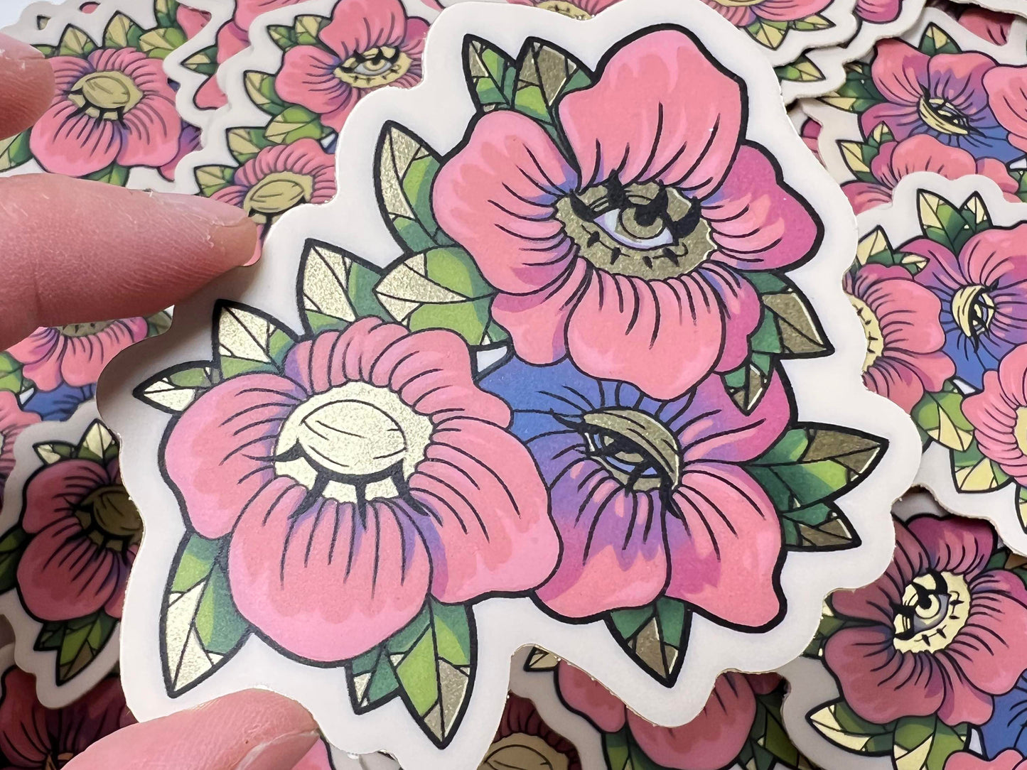 Gold Cluster Flowers Sticker