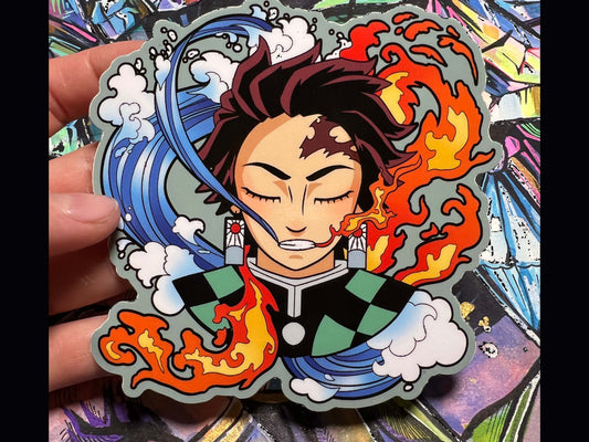 Tanjiro Floating Head - 4" Sticker