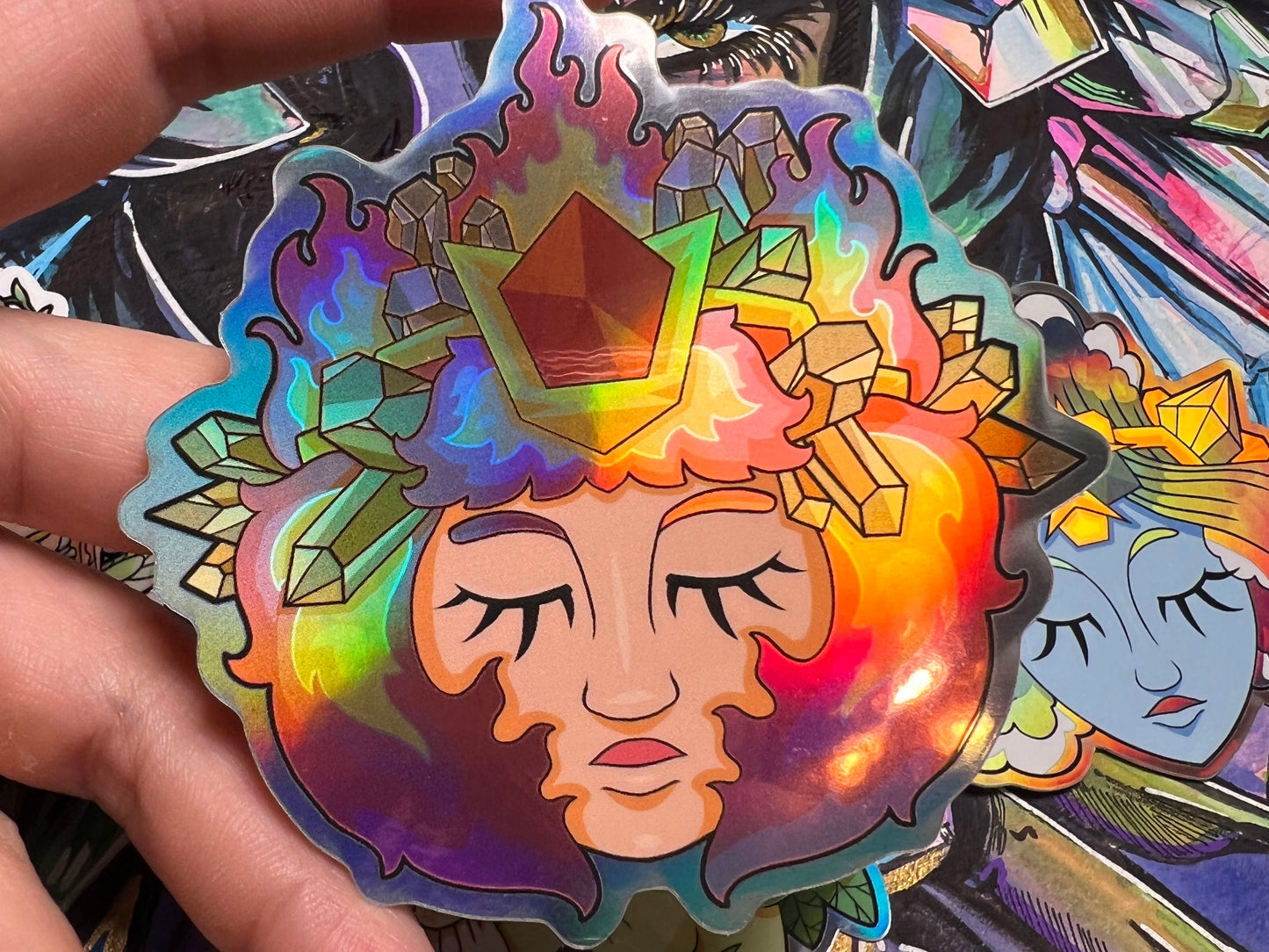 Holo Spiritual Stones - Floating Head Sticker Pack